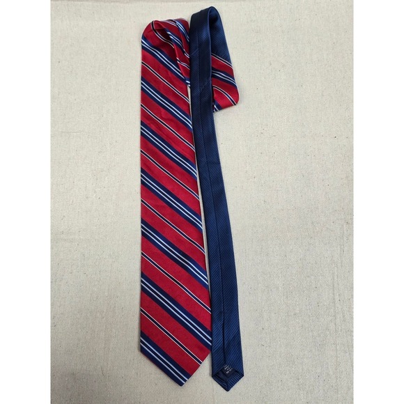Tommy Hilfiger Other - Tommy Hilfiger Mens Silk Tie Red Navy Blue White Striped Rep Necktie USA Made